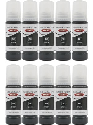 Ekoset Epson 103 L3250 L3251 L3260 L3266 Siyah Muadil Mürekkep 70ML 10 Adet