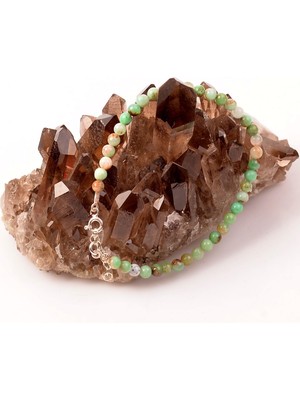 Taş Sandığı Krizopras Taşı Gümüş Bileklik - 5 mm