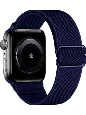 Gregoss  Gregoss Lacivert Apple Watch  UYUMLU(42/44/45/46/49MM) Elastik Tokalı Bez Kordon Kayış