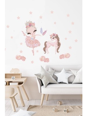 Balerin ve Unicorn Duvar Sticker Seti