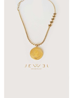 Jewel Yıldız Plaka Gold Altın Kaplama Kolye