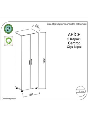 BMdekor Gardırop Gess 2 Kapak Beyaz