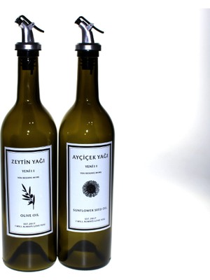 Yeni11 Legara Model 2'li 750 ml Zeytinyağı Sıvıyağ Şişesi Yağdanlık Yağlık