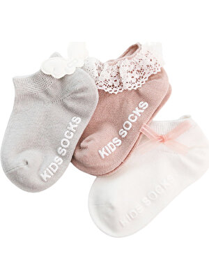 Farfi 3 Pairs Moda Bebek Zemin Çorap Mektup Baskı Kaymaz Enfes Bebek Zemin Günlük Kullanım Için Kısa Çorap