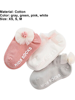 3 Pairs Moda Bebek Zemin Çorap Mektup Baskı Kaymaz Enfes Bebek Zemin Günlük Kullanım Için Kısa Çorap