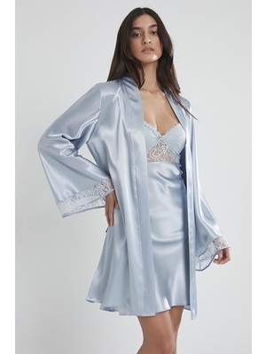 Pierre Cardin Saten Dantelli Gecelik & Sabahlık Takım - 4090 Mist