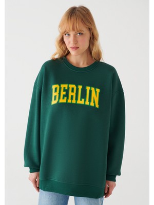 Mavi Kadın Berlin Baskılı Yeşil Sweatshirt 1610416-71932