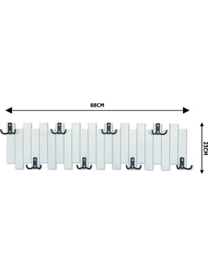 Mavienerji Beyaz Ahşap Duvar ve Kapı Askısı Elbise Askılık Çit Model 8 Askılı