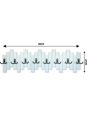Mavienerji Beyaz Ahşap Duvar ve Kapı Askısı Elbise Askılık Piyano Model 8 Askılı