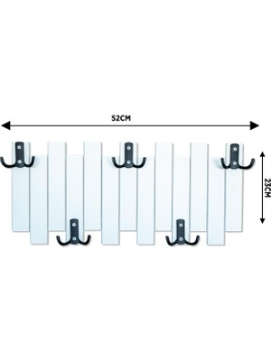 Mavienerji Beyaz Ahşap Duvar ve Kapı Askısı Elbise Askılık Çit Model 5 Askılı