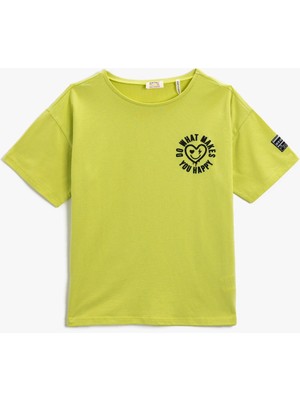 Koton Kız Çocuk Slogan Baskılı Tişört Kısa Kollu