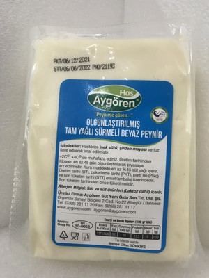 Has Aygören Olgunlaştırılmış Tam Yağlı Sürmeli Klasik Beyaz Peynir 1000 gr Dilim