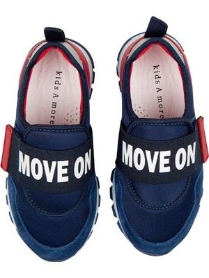 Kids A More Move On Hafif Tabanlı Esnek Tek Cırtlı Erkek Çocuk Ayakkabı Lacivert-Kırmızı