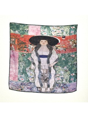 Lila Rosa Gustav Klimt Desenli Bandana Fular