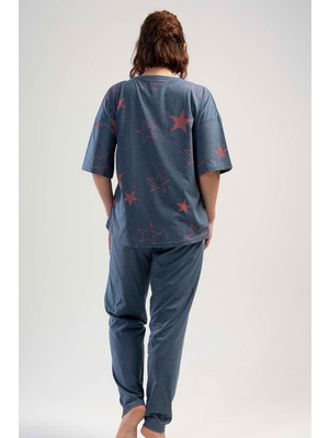 Büyük Beden Düşük Omuzlu Kısa Kol Pijama Takım
