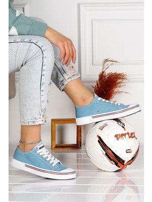 Woggo 2270 Günlük Keten Kadın Spor Ayakkabı Bebe Mavi