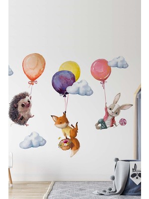 Sevimli Balonlu Hayvanlar Çocuk Odası Duvar Sticker Seti