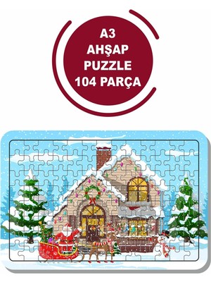 Lipyos Noel Baba ve Geyik A3 104 Parça Puzzle, Oyuncak, Yapboz