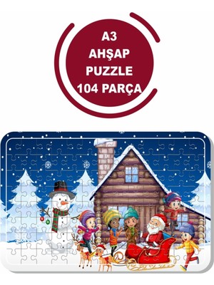 Lipyos Kardan Adam ve Noel Baba A3 104 Parça Puzzle, Oyuncak, Yapboz