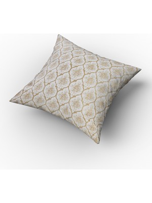 Finezza Melisa Damask Baskılı Duck Kumaş Gold Kırlent 45*45 cm  - 754