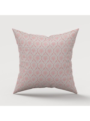 Finezza Melisa Damask Baskılı Duck Kumaş Pembe Kırlent 45*45 cm  - 747