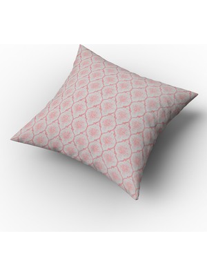 Finezza Melisa Damask Baskılı Duck Kumaş Pembe Kırlent 45*45 cm  - 747