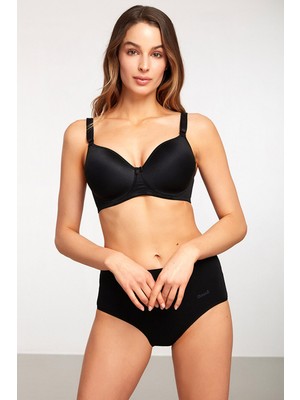 Kom Lidya Desteksiz Balenli Sütyen Siyah