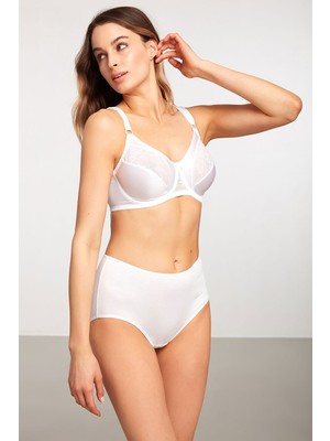 Kom Martına Toparlayıcı Dantelli Sütyen Beyaz