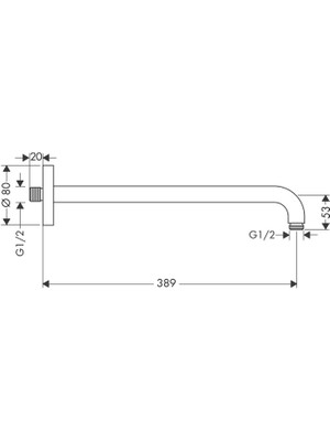 Hansgrohe Tepe Duş Dirseği 38.9 cm Krom 27413000