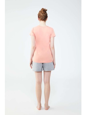U.s. Polo Assn. Kadın Somon T-Shirt Şort Takımı