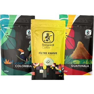 Bongardi Coffee Yöresel Filtre Kahve Seti 3'lü Kolombiya Guetemala Klasik Filtre
