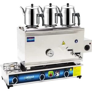 60 Lık Lpg Tüplü Elektrikli 40 Litre 3 Demlikli Çay Kazanı Ocağı