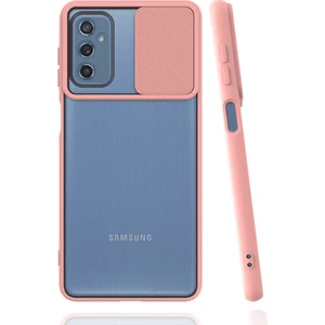 Kzy Samsung Galaxy M52 Kapak Lensi Açılır Kapanır Kamera Korumalı Silikon Kılıf - Pudra