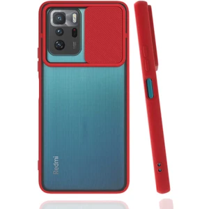 Kzy Xiaomi Poco X3 Gt Kapak Lensi Açılır Kapanır Kamera Korumalı Silikon Kılıf - Kırmızı