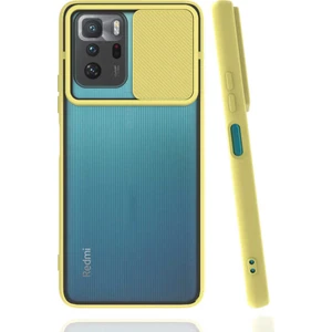Kzy Xiaomi Poco X3 Gt Kapak Lensi Açılır Kapanır Kamera Korumalı Silikon Kılıf - Sarı