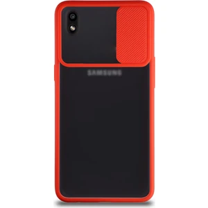 Kzy Samsung Galaxy A10 Kapak Lensi Açılır Kapanır Kamera Korumalı Silikon Kılıf - Kırmızı