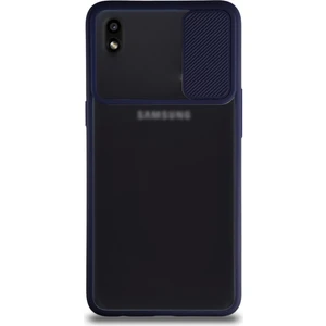 Kzy Samsung Galaxy A10 Kapak Lensi Açılır Kapanır Kamera Korumalı Silikon Kılıf - Lacivert