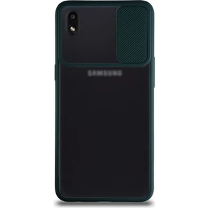 Kzy Samsung Galaxy A10 Kapak Lensi Açılır Kapanır Kamera Korumalı Silikon Kılıf - Yeşil