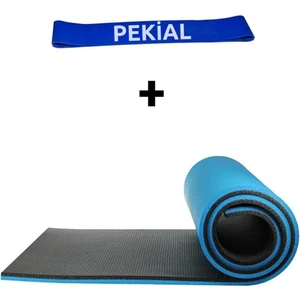 Çift Taraflı Yoga Minderi ve Spor Matı 16 mm + Orta Sert Aerobik Direnç Bandı Pilates Seti