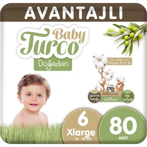 Baby Turco Doğadan Avantajlı Bebek Bezi 6 Numara 16 - 25 kg XL 80'li