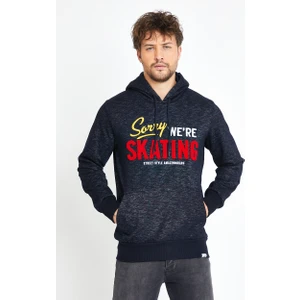 Amazing Crash Lacivert Unisex Kapüşonlu Kanguru Cepli Üç Iplik Sweatshirt P4098