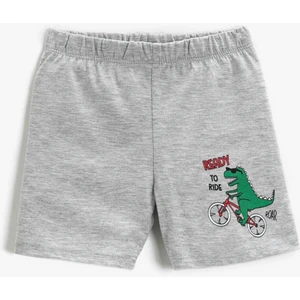 Dinozor Baskılı Beli Lastikli Şort