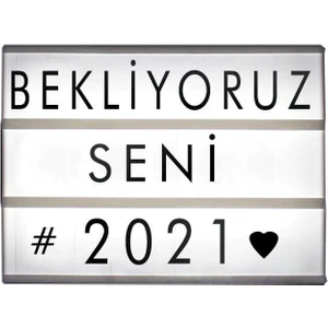 Cinematic Harflerle Işıklı Mesaj Veren Pilli Light Box LED Pano A4 C0665