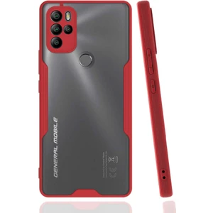 General Mobile 21 Pro Kılıf Kenar Renkli Kamera Korumalı Mat Kapak Kırmızı