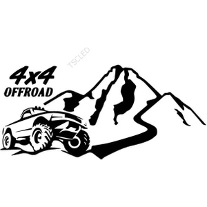 Tsc 4x4 Off Road Araba Stıcker Dağ ve Araba 20 cm