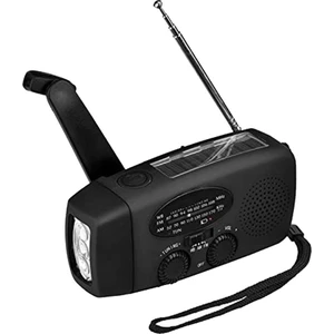 Taşınabilir El Krank Acil Solar Am / Fm / Wb Açık Siyah Için Radyo El Feneri (Yurt Dışından)