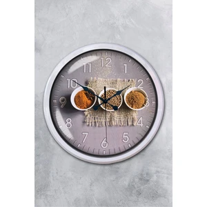 Platin Saat 52 cm Beyaz Metal Mutfak Duvar Saati