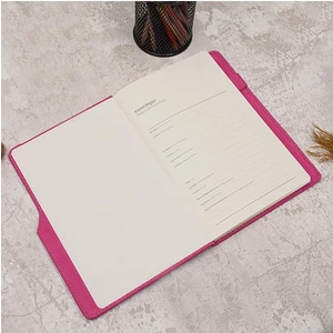 Hediye Rengi İsme Özel Elit Termo Deri Defter + Rubber Roller Kalem Seti Pembe