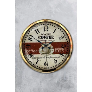 Platin Saat 52 cm Gold Metal Espresso Duvar Saati