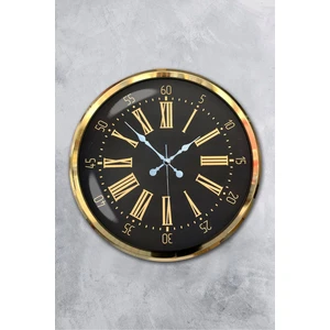 Platin Saat 52 cm Gold Metal Roma Rakamlı Duvar Saati